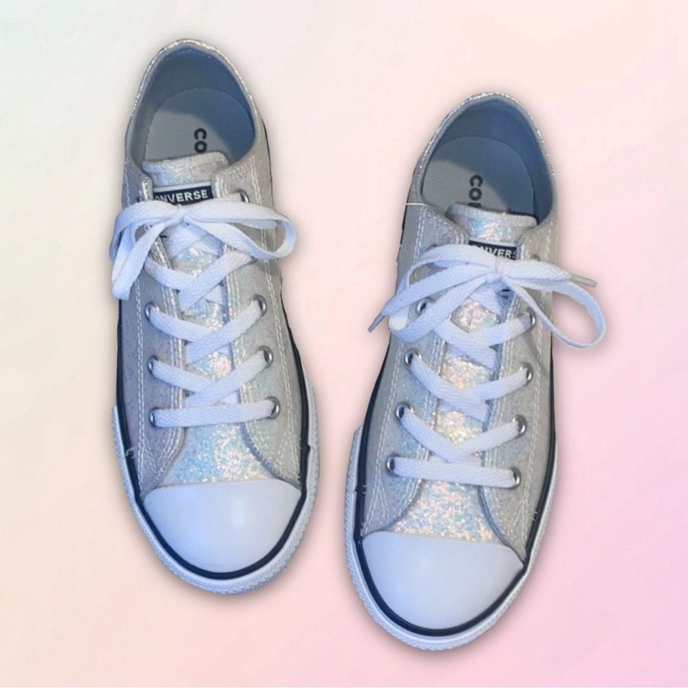 Ivory Sparkle, Converse All Star, Lace Up Low Tops